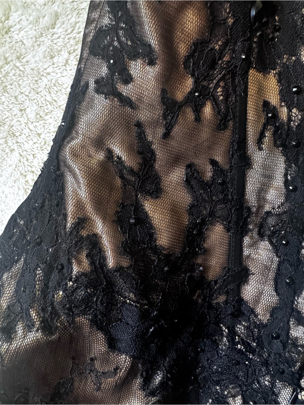 Tony Bowls Lace Beads Strapless Mini Dress Formal Beaded Boned Corset Bodice 4 - Picture 5 of 16